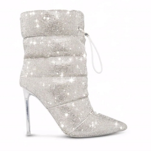 Steve Madden Cloak-R Rhinestones stiletto booties Sz-7.5 - Picture 1 of 9